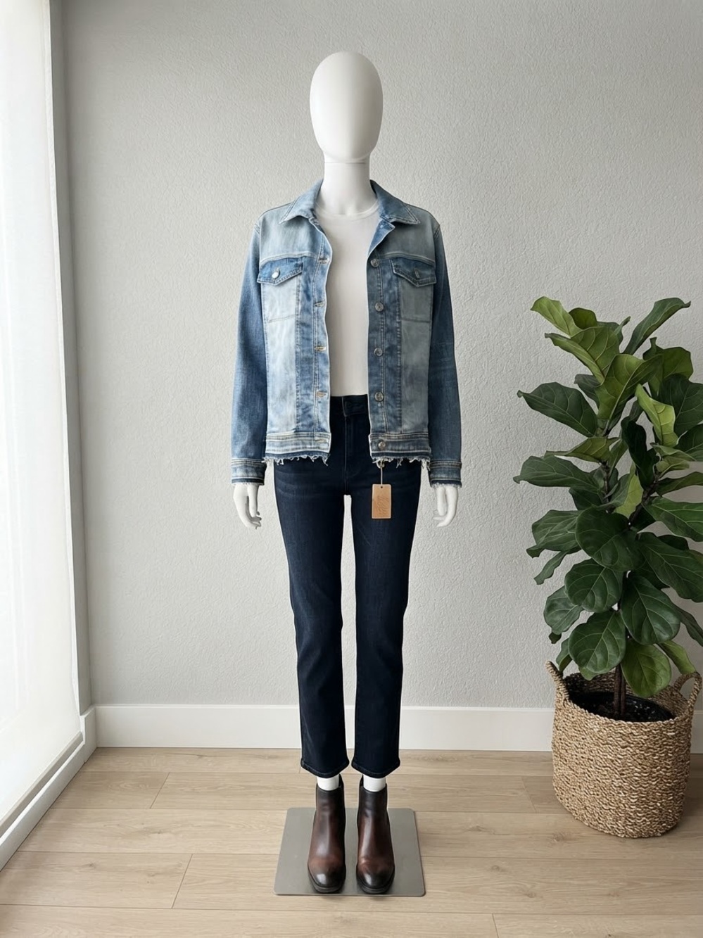 Chico's Light and Medium Blue Two-Tone Denim Jacket